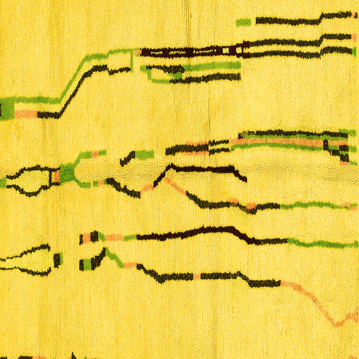 Square Machine Washable Solid Yellow Modern Rug, wshabs2914yw