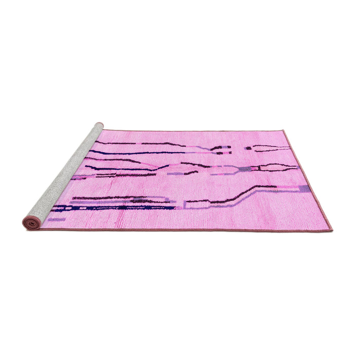 Sideview of Machine Washable Solid Pink Modern Rug, wshabs2914pnk