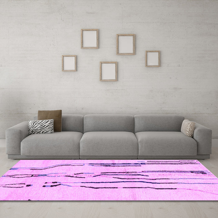 Machine Washable Solid Purple Modern Area Rugs in a Living Room, wshabs2914pur