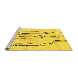 Sideview of Machine Washable Solid Yellow Modern Rug, wshabs2914yw