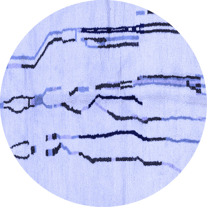 Round Machine Washable Solid Blue Modern Rug, wshabs2914blu