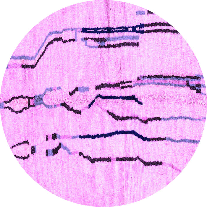 Round Machine Washable Solid Purple Modern Area Rugs, wshabs2914pur