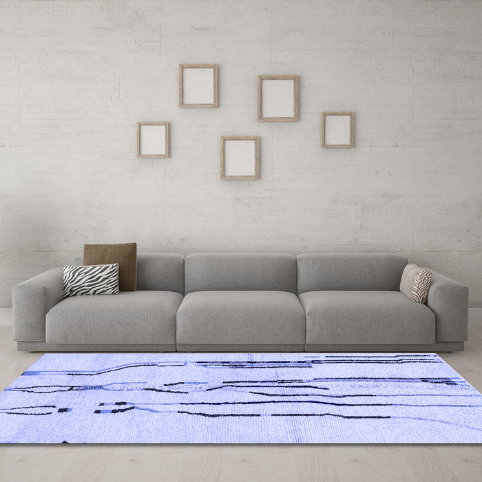 Machine Washable Solid Blue Modern Rug in a Living Room, wshabs2914blu