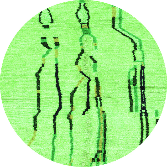 Round Machine Washable Solid Green Modern Area Rugs, wshabs2914grn