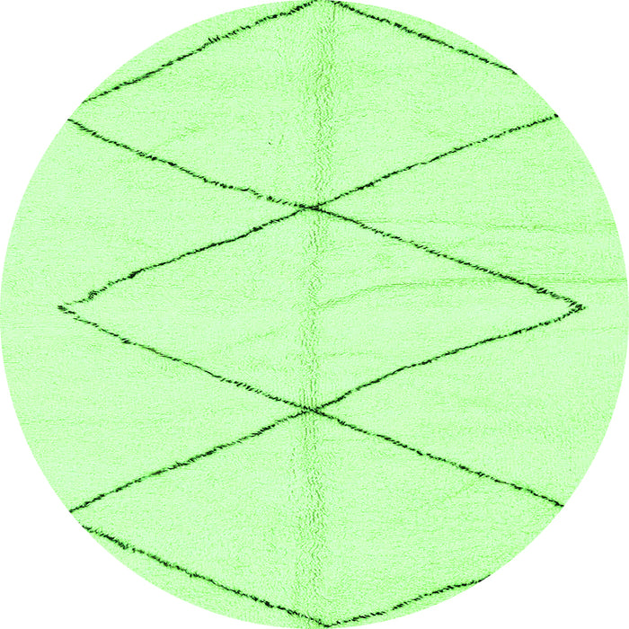 Round Machine Washable Solid Green Modern Area Rugs, wshabs2915grn