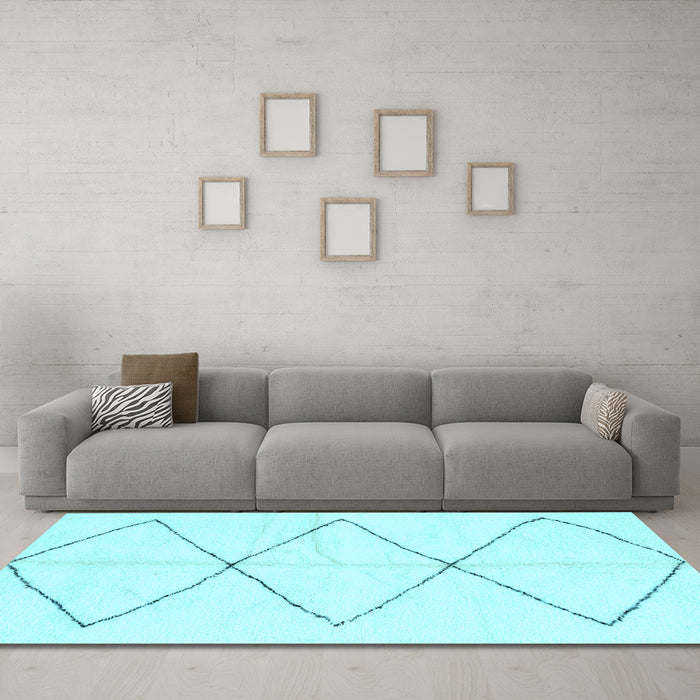 Machine Washable Solid Light Blue Modern Rug in a Living Room, wshabs2915lblu