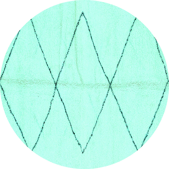 Round Machine Washable Solid Turquoise Modern Area Rugs, wshabs2915turq