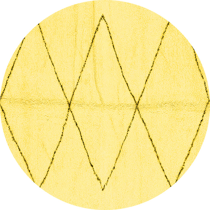 Round Machine Washable Solid Yellow Modern Rug, wshabs2915yw