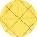 Round Solid Yellow Modern Rug, abs2916yw