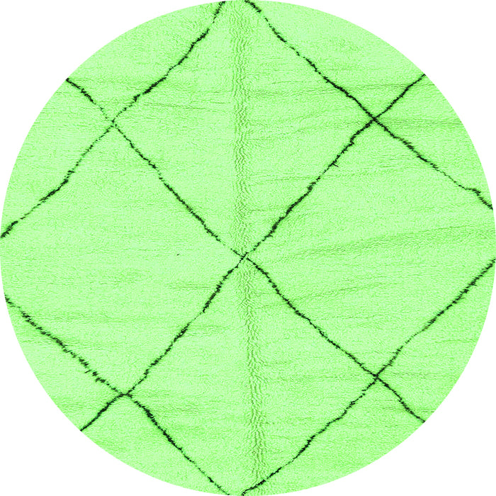 Round Machine Washable Solid Green Modern Area Rugs, wshabs2916grn