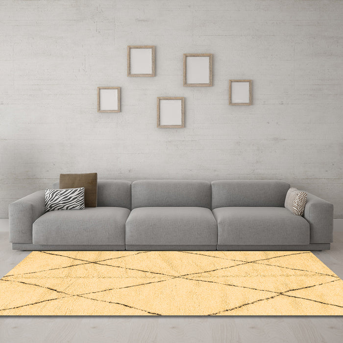 Machine Washable Solid Brown Modern Rug in a Living Room,, wshabs2916brn