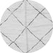 Round Machine Washable Solid Gray Modern Rug, wshabs2916gry