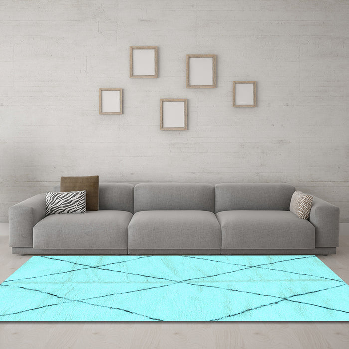 Machine Washable Solid Light Blue Modern Rug in a Living Room, wshabs2916lblu