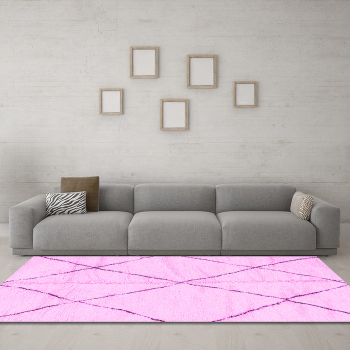 Machine Washable Solid Pink Modern Rug in a Living Room, wshabs2916pnk