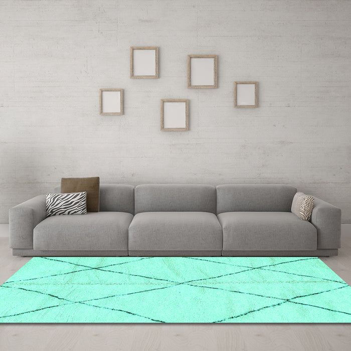 Machine Washable Solid Turquoise Modern Area Rugs in a Living Room,, wshabs2916turq