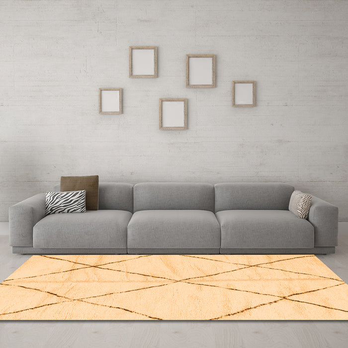 Machine Washable Solid Orange Modern Area Rugs in a Living Room, wshabs2916org