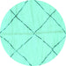 Round Solid Turquoise Modern Rug, abs2916turq