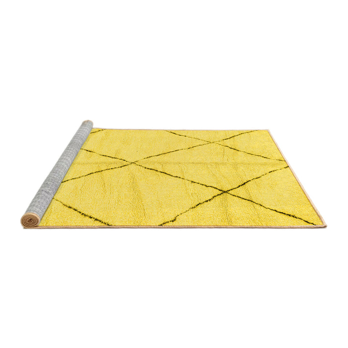 Sideview of Machine Washable Solid Yellow Modern Rug, wshabs2916yw