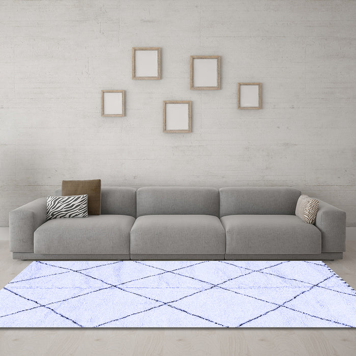 Machine Washable Solid Blue Modern Rug in a Living Room, wshabs2917blu