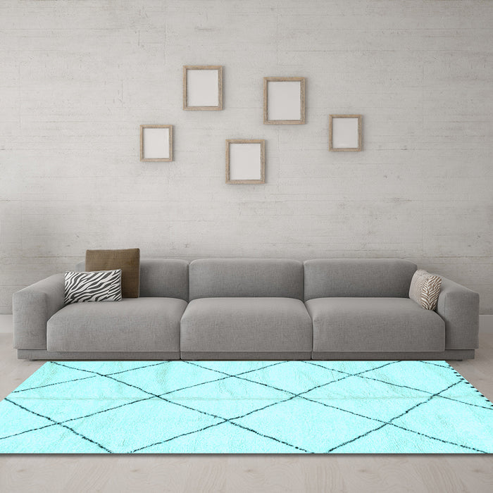 Machine Washable Solid Light Blue Modern Rug in a Living Room, wshabs2917lblu