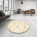 Round Machine Washable Abstract Brown Rug in a Office, wshabs2917