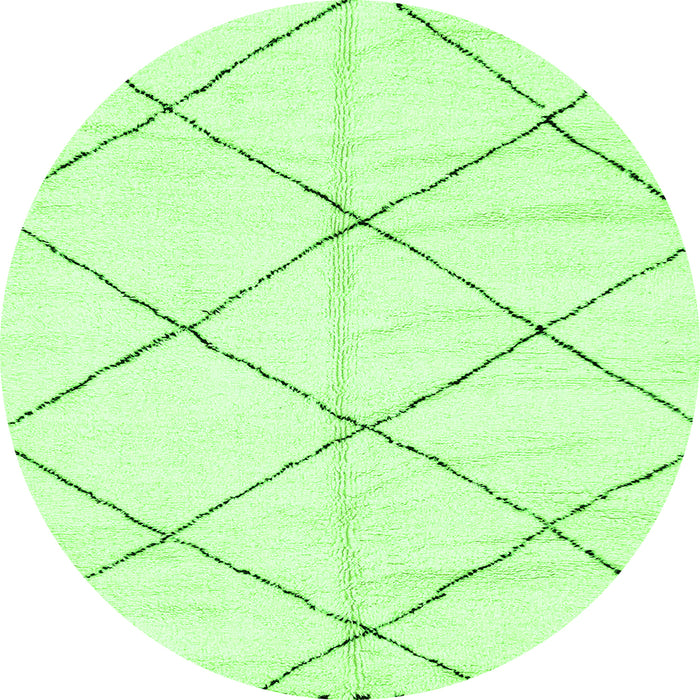 Round Machine Washable Solid Green Modern Area Rugs, wshabs2917grn