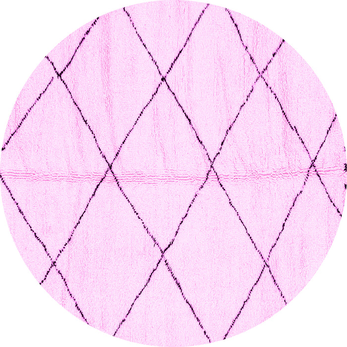 Round Machine Washable Solid Pink Modern Rug, wshabs2917pnk