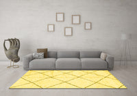 Machine Washable Solid Yellow Modern Rug, wshabs2917yw