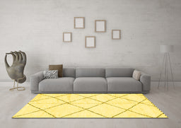 Machine Washable Solid Yellow Modern Rug in a Living Room, wshabs2917yw