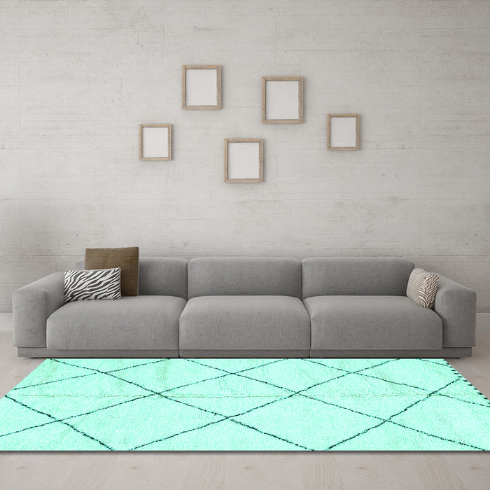 Machine Washable Solid Turquoise Modern Area Rugs in a Living Room,, wshabs2917turq