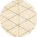 Round Abstract Brown Solid Rug, abs2917