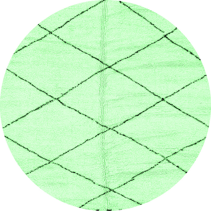 Round Machine Washable Solid Emerald Green Modern Area Rugs, wshabs2917emgrn