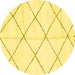 Round Machine Washable Solid Yellow Modern Rug, wshabs2917yw