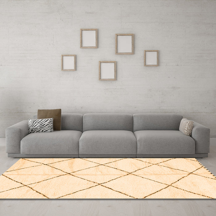 Machine Washable Solid Orange Modern Area Rugs in a Living Room, wshabs2917org