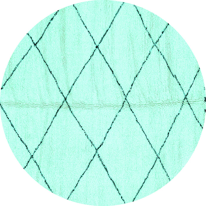Round Machine Washable Solid Turquoise Modern Area Rugs, wshabs2917turq