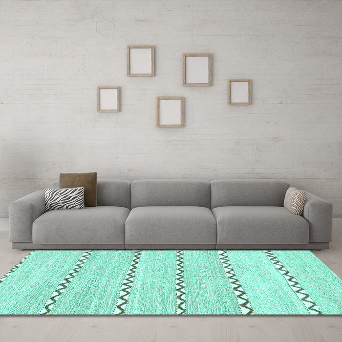 Machine Washable Solid Turquoise Modern Area Rugs in a Living Room,, wshabs2918turq