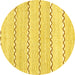 Round Machine Washable Solid Yellow Modern Rug, wshabs2918yw