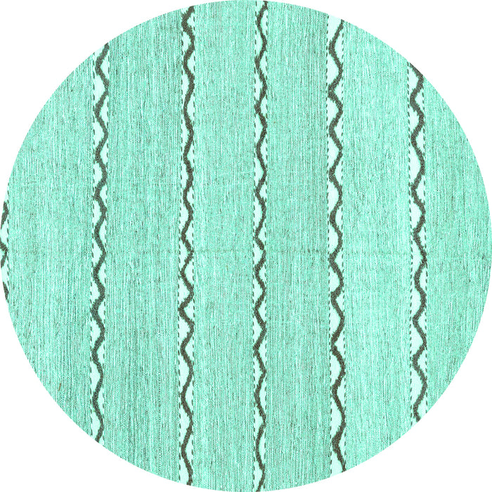 Round Machine Washable Solid Turquoise Modern Area Rugs, wshabs2918turq