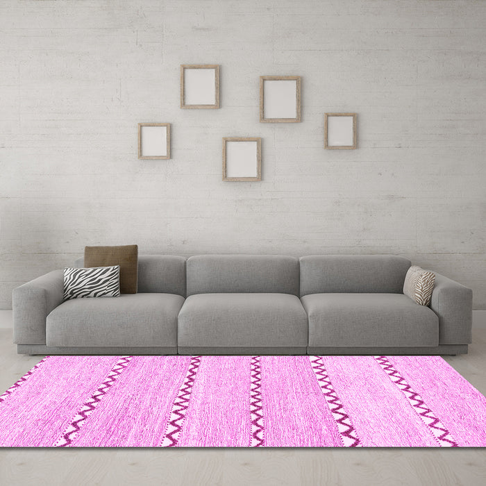 Machine Washable Solid Pink Modern Rug in a Living Room, wshabs2918pnk