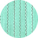 Round Solid Turquoise Modern Rug, abs2918turq