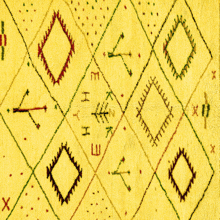 Square Machine Washable Solid Yellow Modern Rug, wshabs2919yw