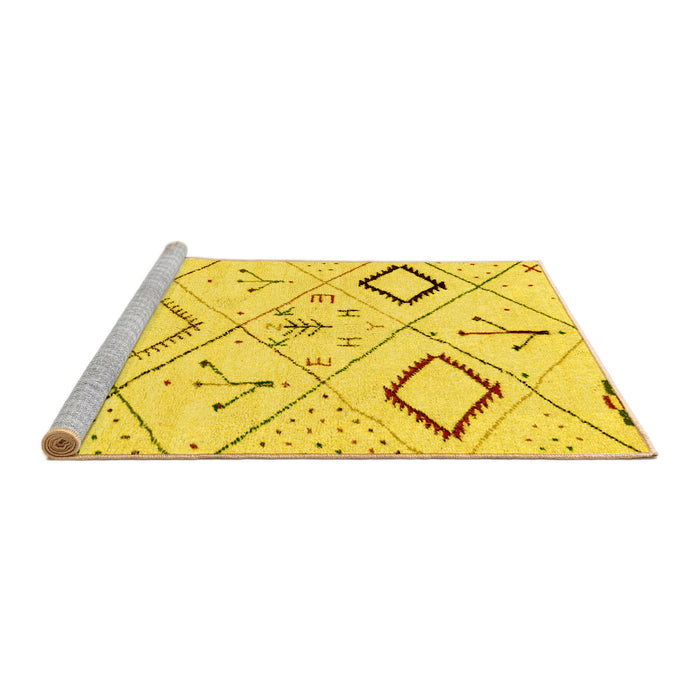 Sideview of Machine Washable Solid Yellow Modern Rug, wshabs2919yw