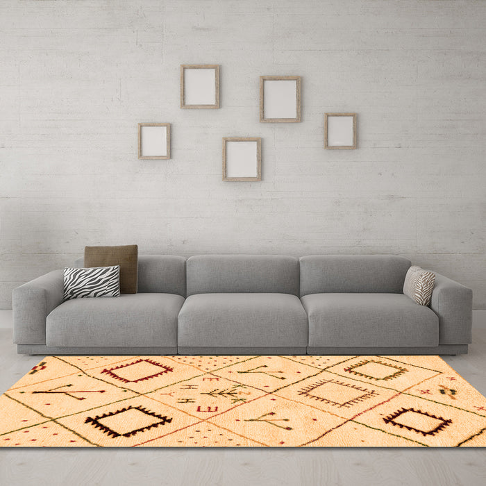 Machine Washable Solid Orange Modern Area Rugs in a Living Room, wshabs2919org