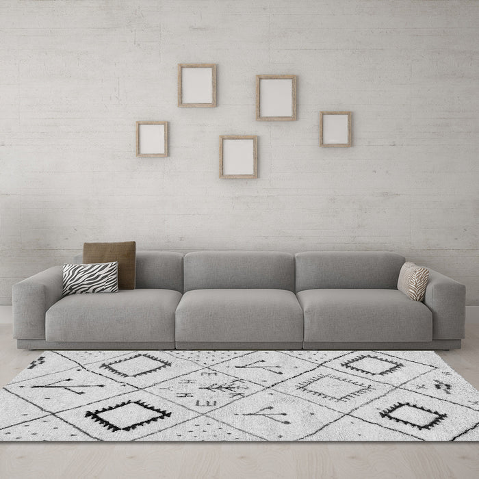 Machine Washable Solid Gray Modern Rug in a Living Room,, wshabs2919gry