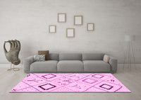 Machine Washable Solid Pink Modern Rug, wshabs2919pnk