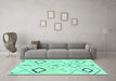 Machine Washable Solid Turquoise Modern Area Rugs in a Living Room,, wshabs2919turq