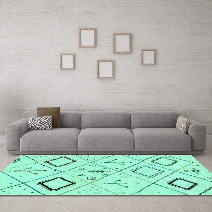 Machine Washable Solid Turquoise Modern Area Rugs in a Living Room,, wshabs2919turq