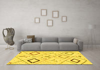 Machine Washable Solid Yellow Modern Rug, wshabs2919yw