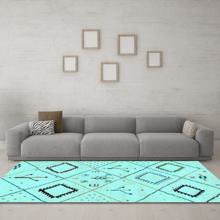 Machine Washable Solid Light Blue Modern Rug in a Living Room, wshabs2919lblu