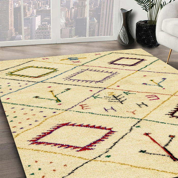 Abstract Sun Yellow Solid Rug in Family Room, abs2919